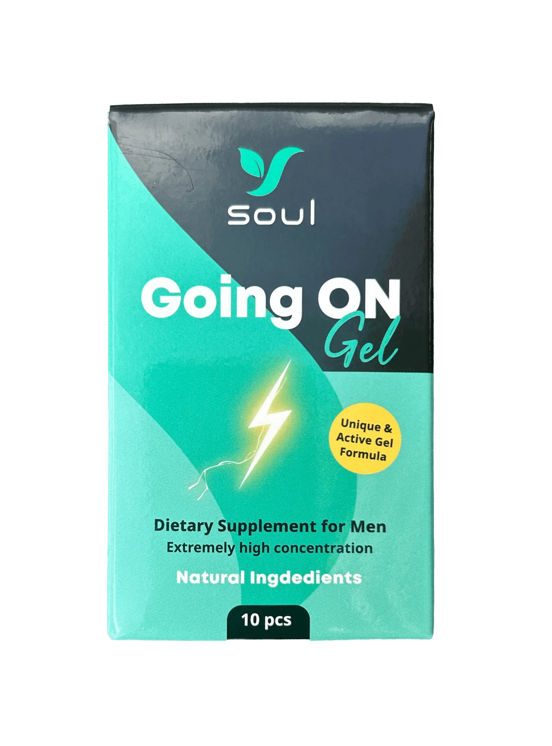 מארז Going-ON Gel, תוסף און גברי, בצבעי טורקיז ושחור עם סמל ברק